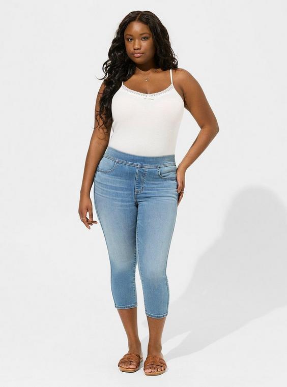 High-Rise Crop Pull-On Lean Jeans Skinny Jeans Product Image