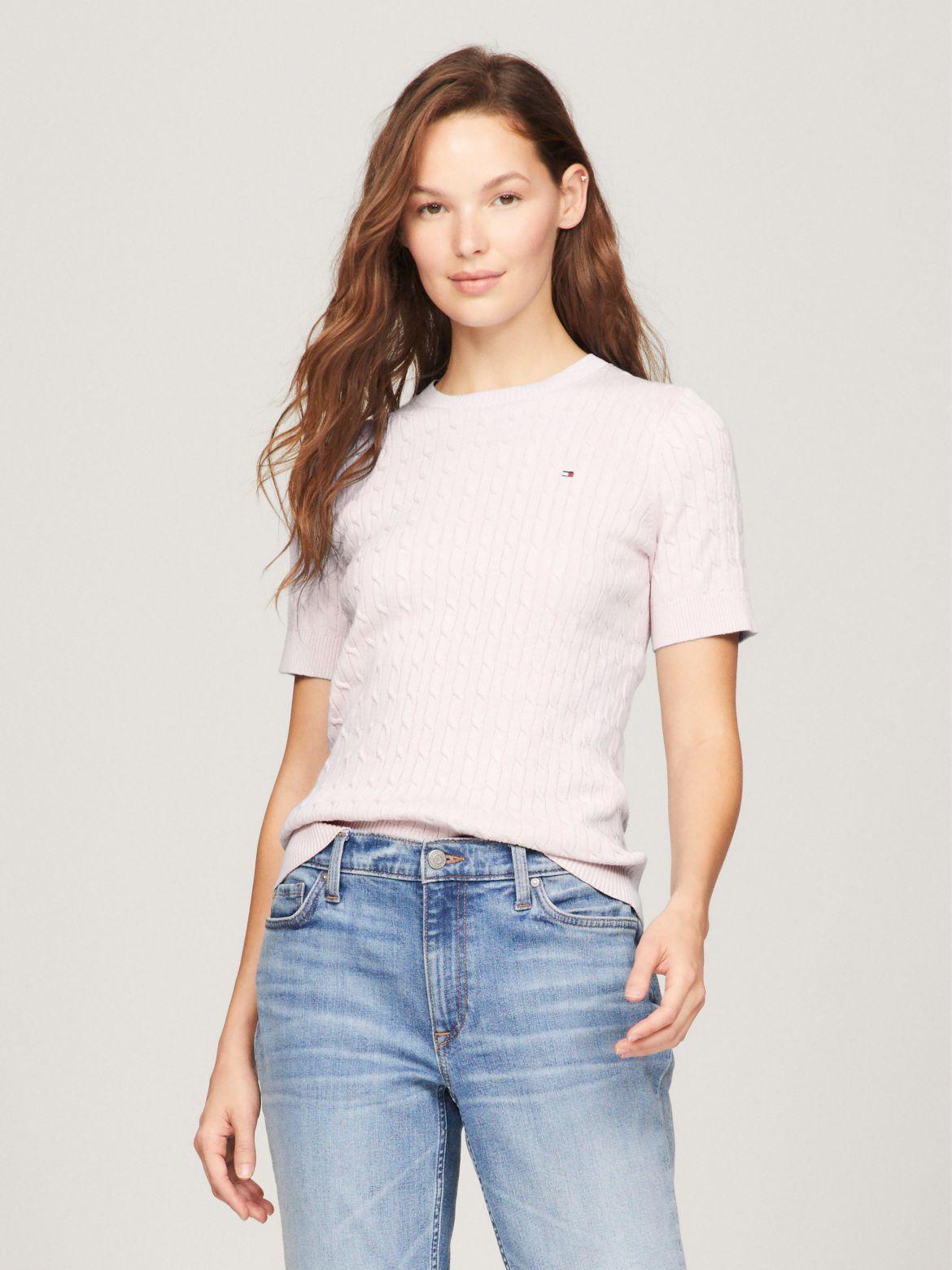 Tommy Hilfiger Women's Short-Sleeve Cable Knit Sweater Product Image