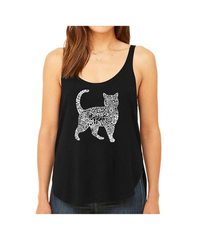 La Pop Art Womens Premium Word Art Flowy Tank Top- Cat Product Image