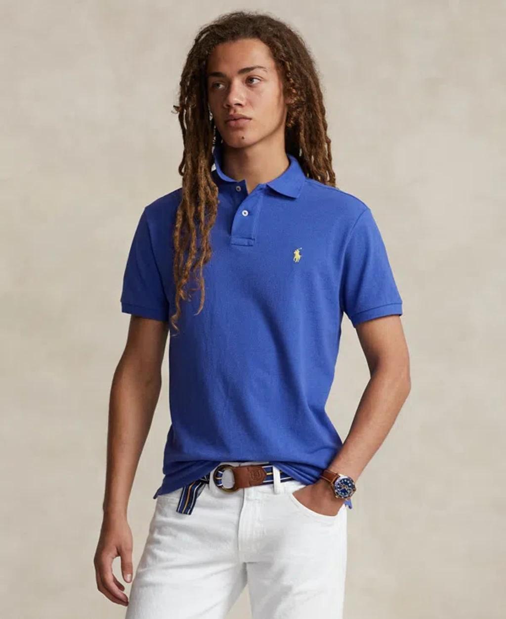 Men's Cotton Custom Slim Fit Mesh Polo Shirt In Liberty Product Image