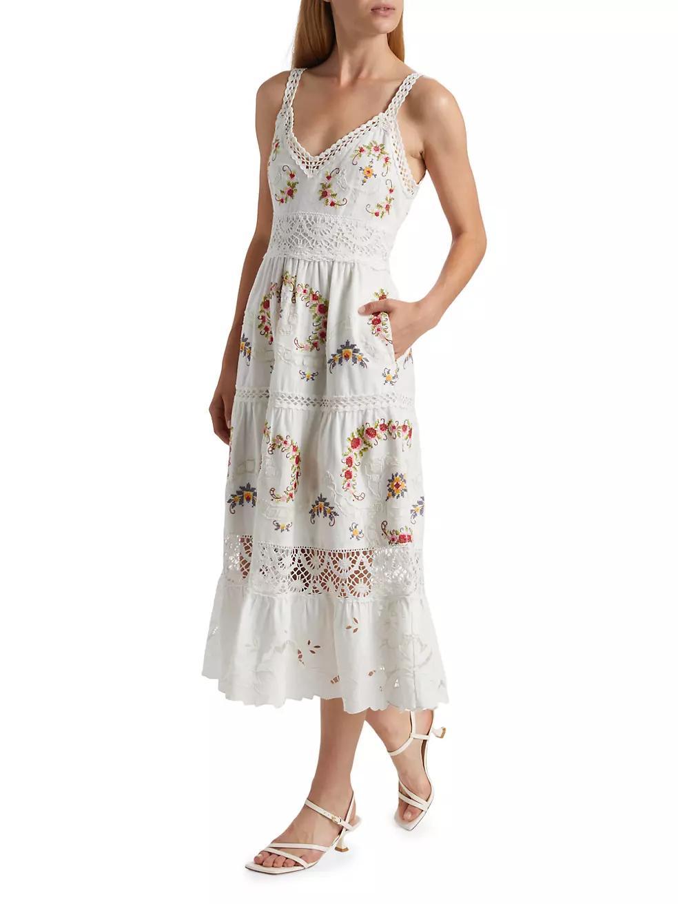 Edwina Embroidered Cotton Midi-Dress Product Image