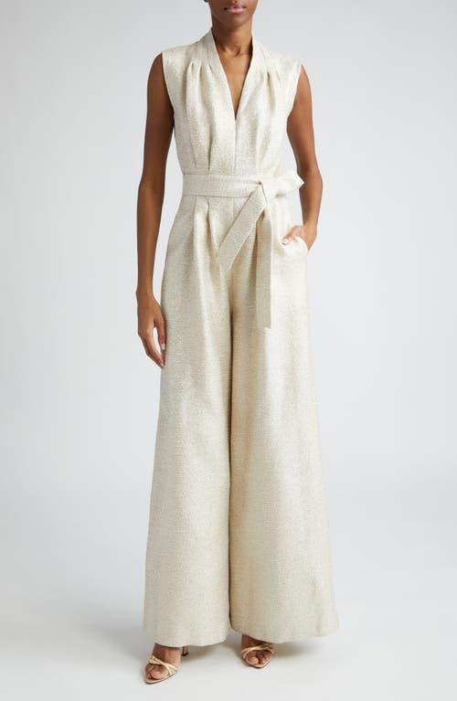 Adam Lippes Nansi Metallic Tweed Wide Leg Jumpsuit Product Image