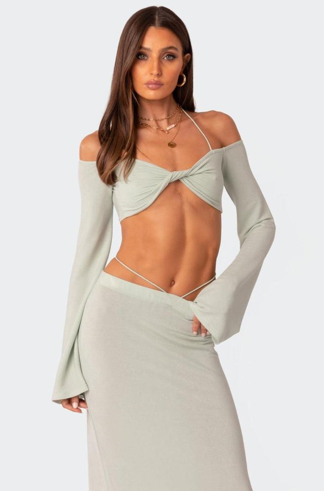 Celeste Off Shoulder Twist Crop Top Product Image