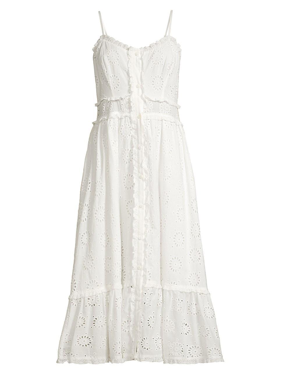 Womens Eyelet-Trimmed Cami Midi-Dress Product Image