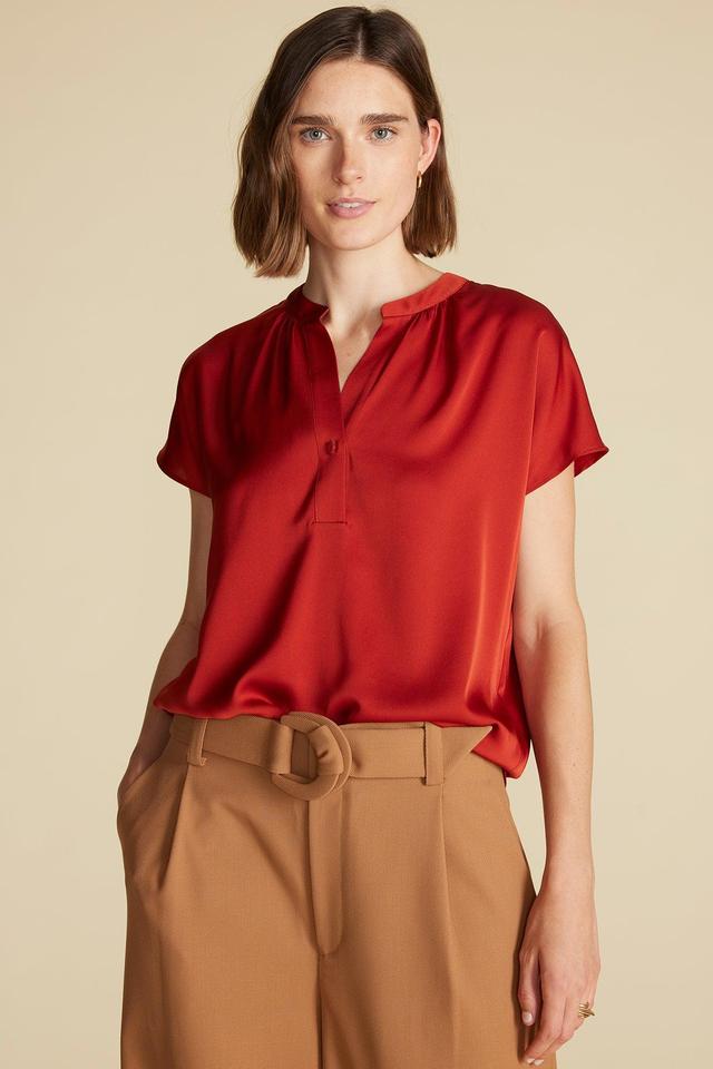 Renata Stretch Silk Blouse - Rust Product Image