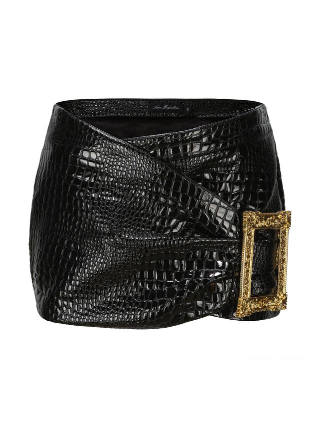 Miranda Leather Mini Skirt (Black) Product Image