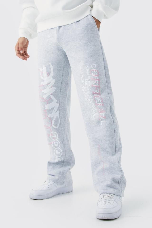 Mens Grey Regular Printed Gusset Jogger, Grey Product Image