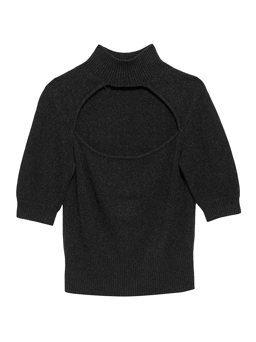 Womens Cut-Out Turtleneck Short Sleeve Sweater Product Image