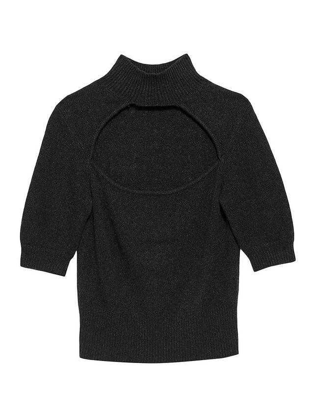 Womens Cut-Out Turtleneck Short Sleeve Sweater Product Image