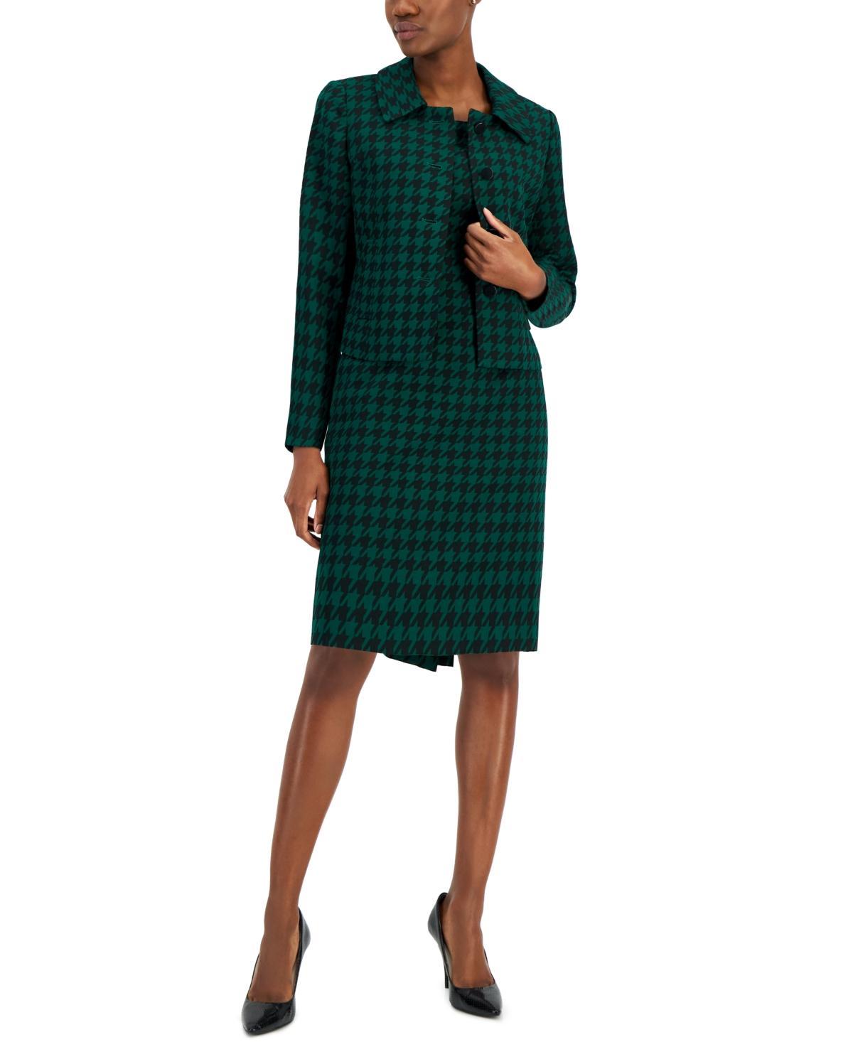 Nipon Boutique Crepe Houndstooth Print Peter Pan Collar Long Sleeve Jacket Dress Set Product Image