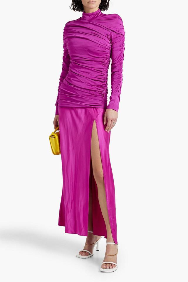 Ruched Crepe Top In Magenta Product Image