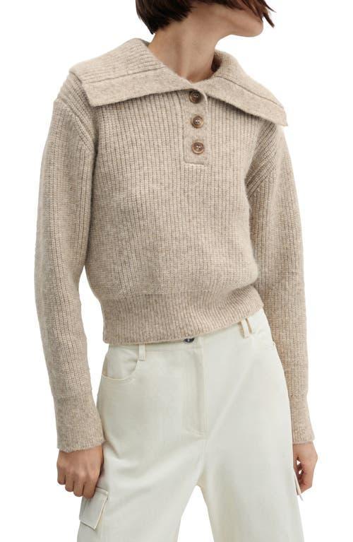 Mango Womens Camp-Collar Knit Sweater Product Image