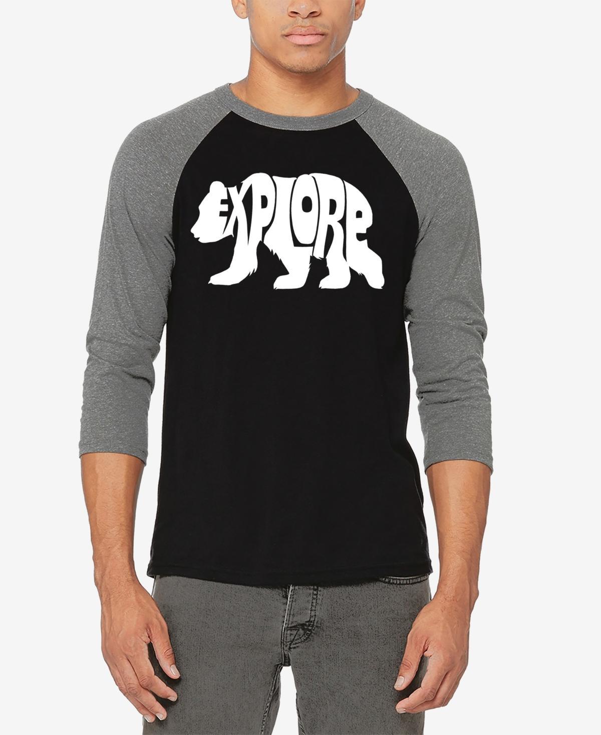 La Pop Art Explore - Mens Raglan Baseball Word Art T-Shirt Product Image