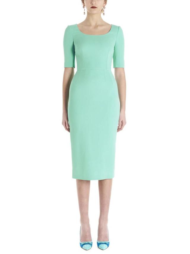 Fitted Midi Dress In Green Product Image