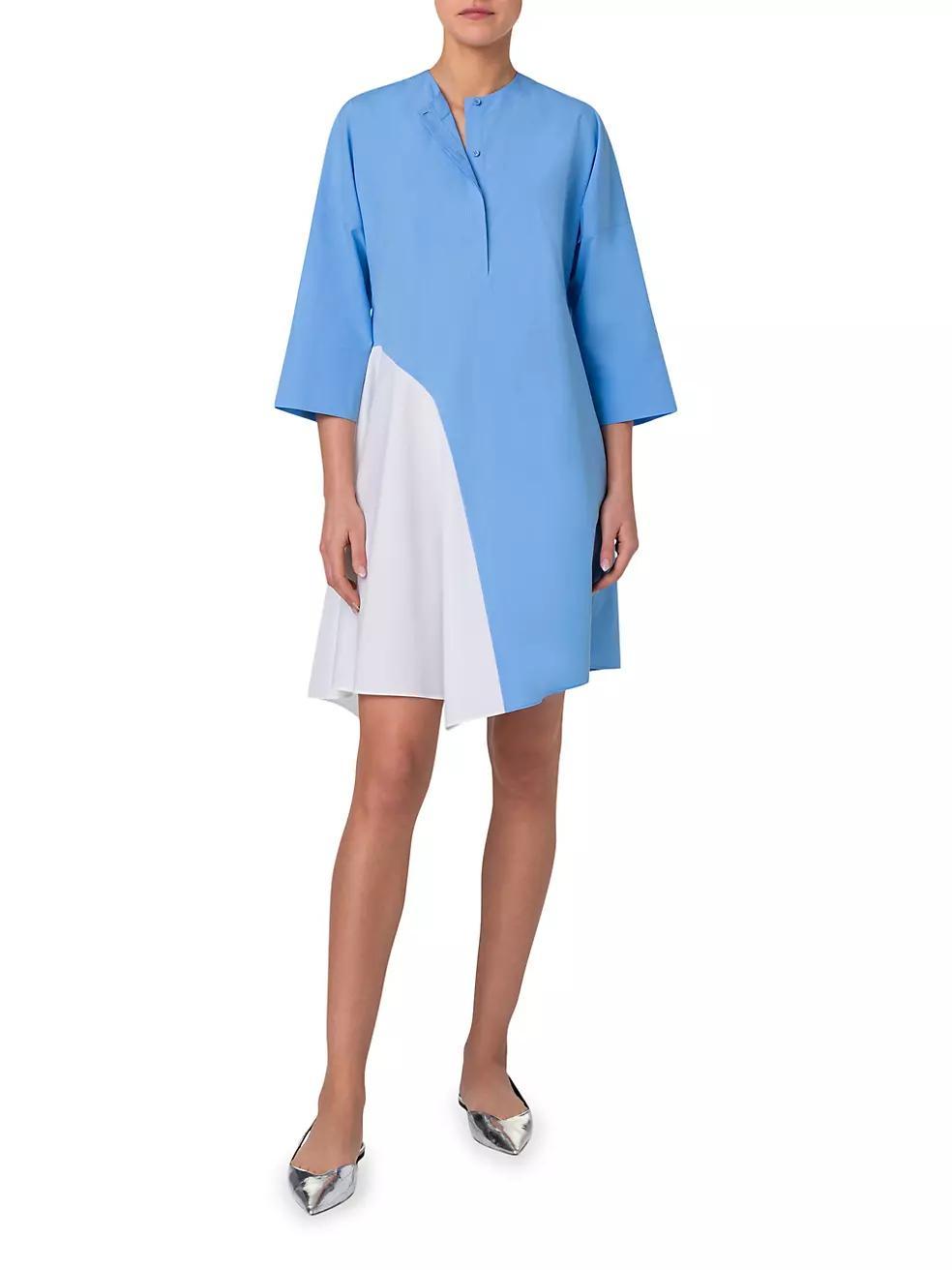 Asymmetric Two-Tone Cotton Poplin Dress Product Image