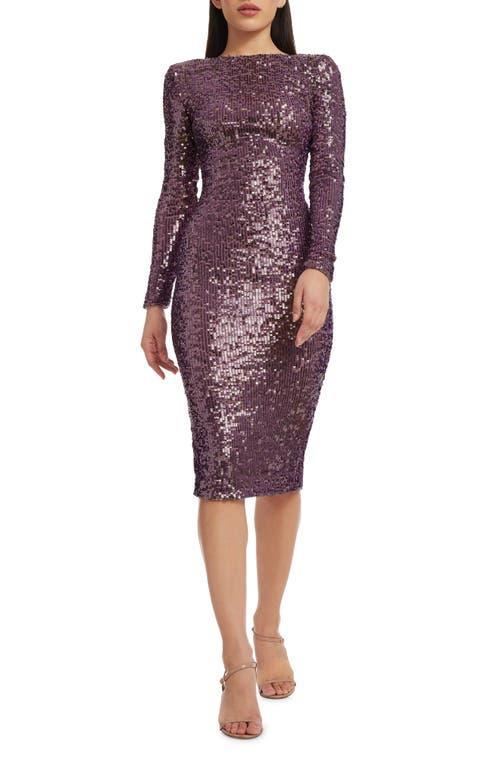 Emery Sequin Dress In Deep Purple Product Image