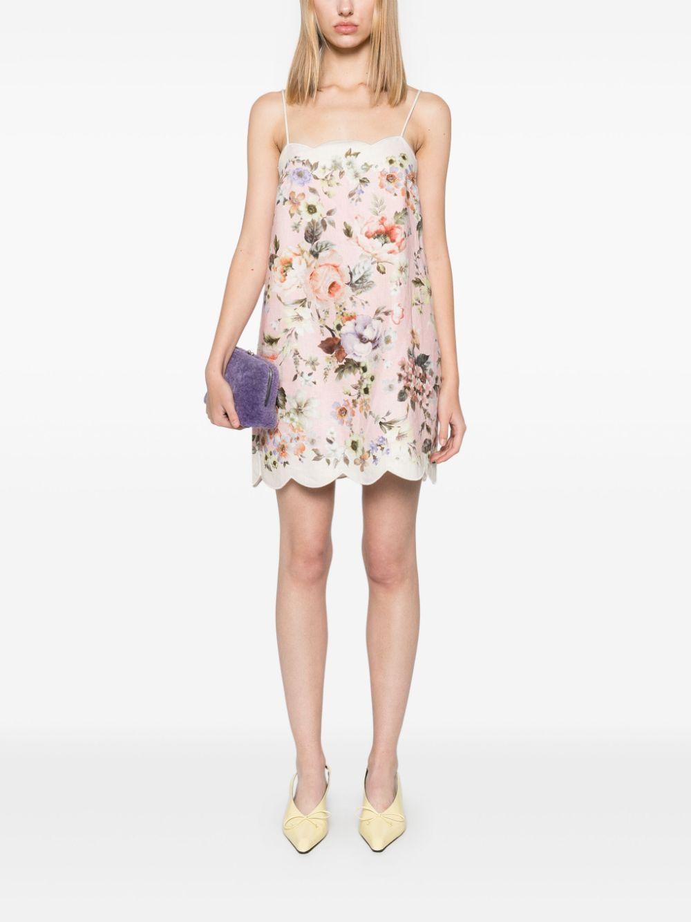 ZIMMERMANN Acacia Scallop Mini Dress In Neutrals Product Image