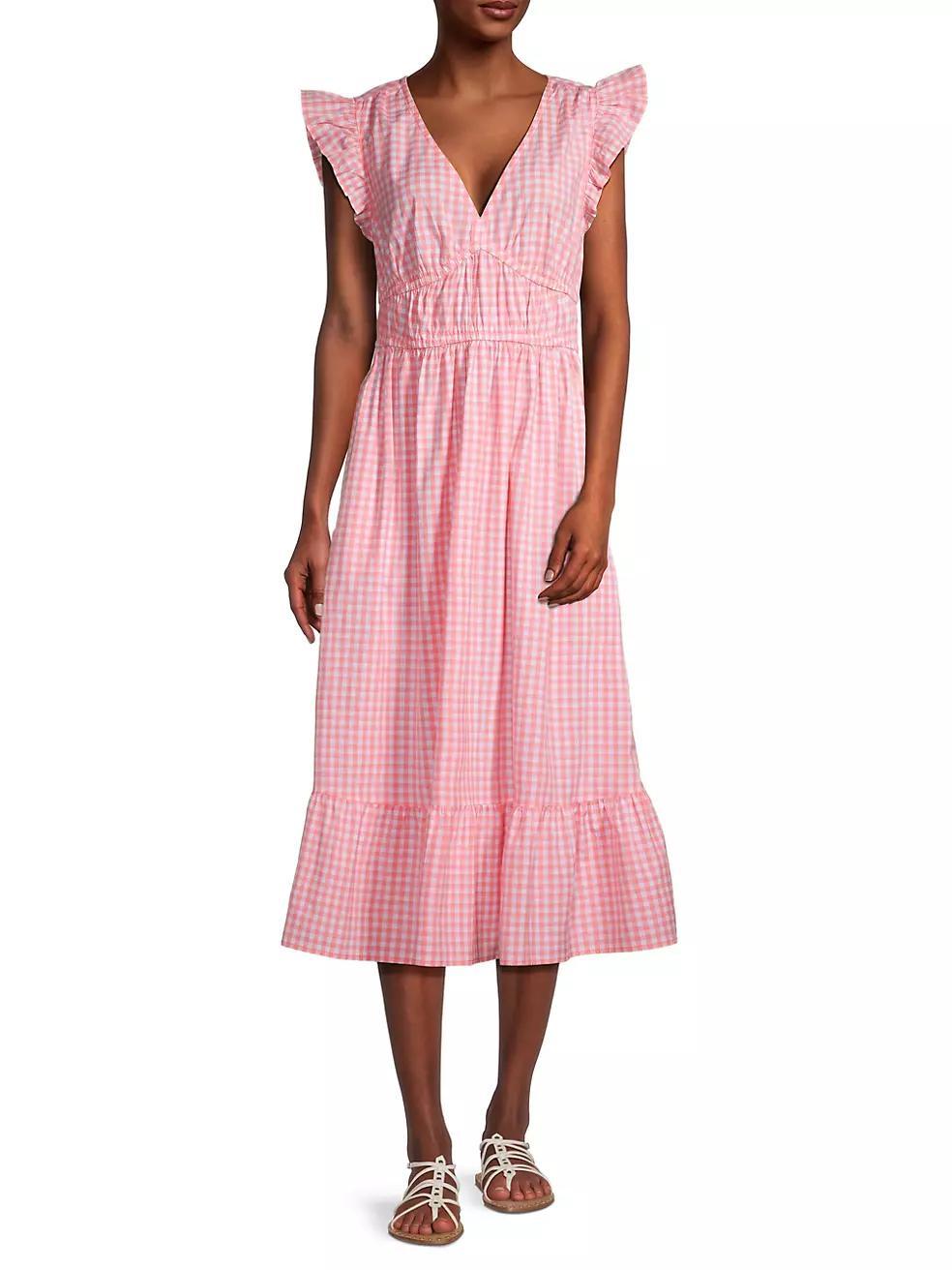 Palm Poplin Flutter Midi-Dress Product Image