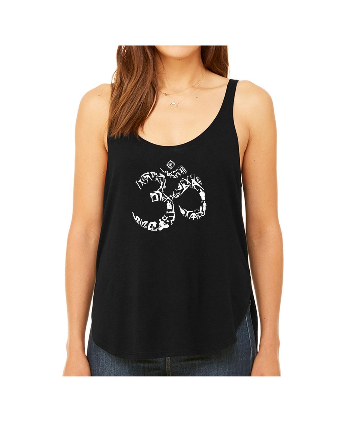 La Pop Art Womens Premium Word Art Flowy Tank Top- The Om Symbol Out Of Yoga Poses Product Image