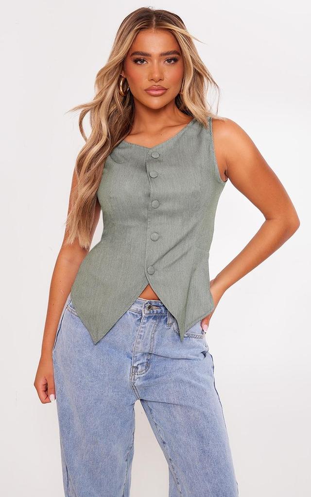 Moss Green Long Line Vest Product Image