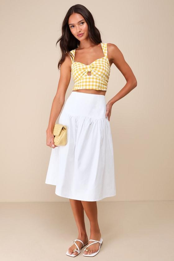 Only One White Drop Waist Midi Skirt Product Image