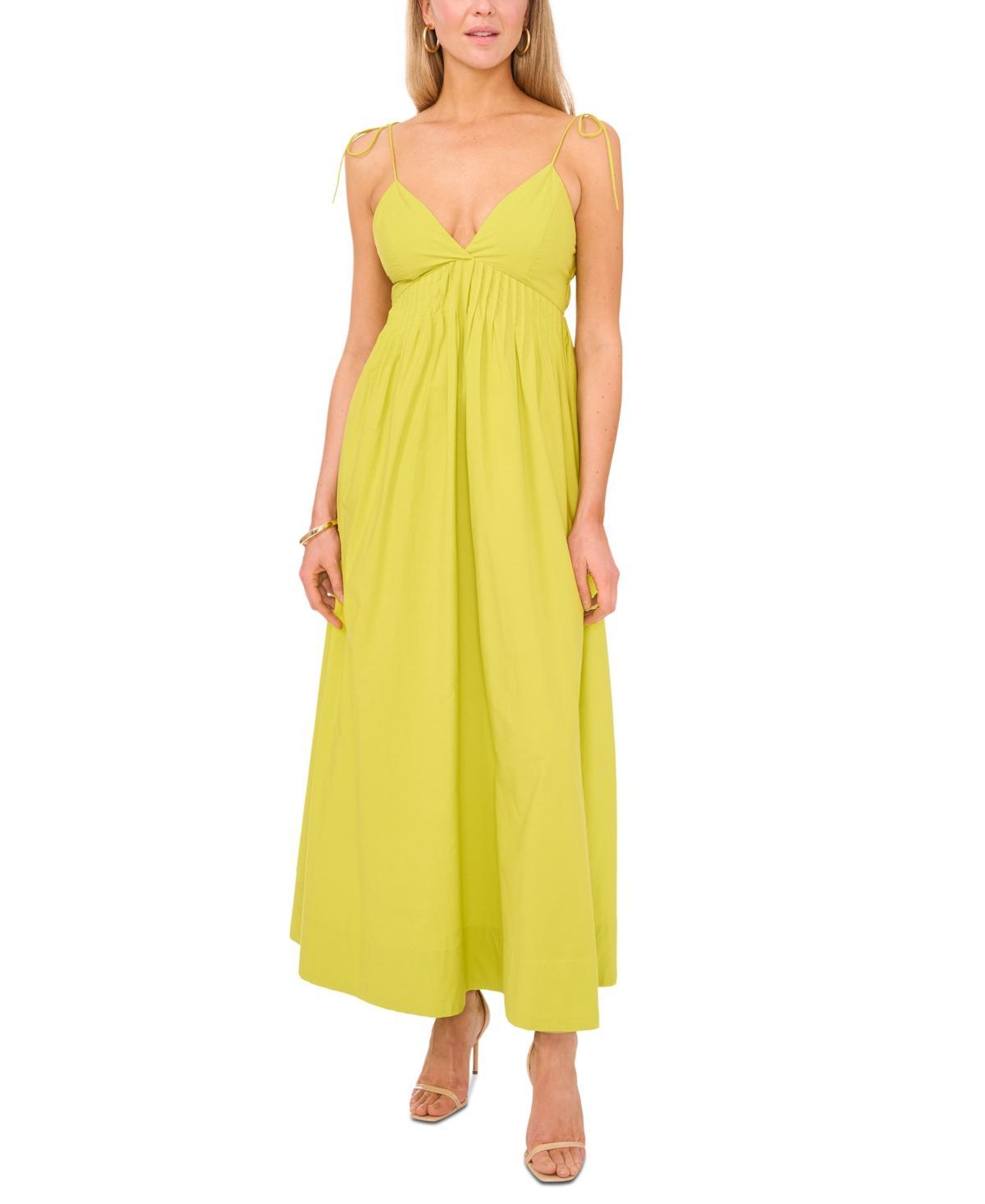 1.state Womens Cotton Tie-Strap Maxi Dress - Green Product Image