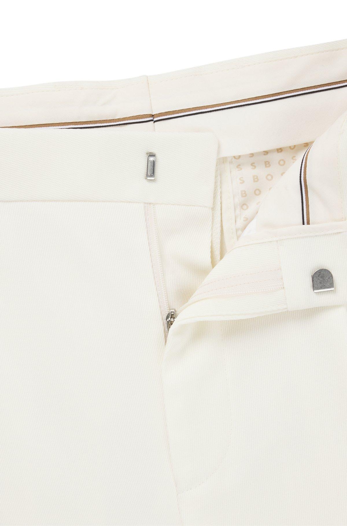 BOSS - Washable relaxed-fit trousers in stretch twill with wool - White Product Image