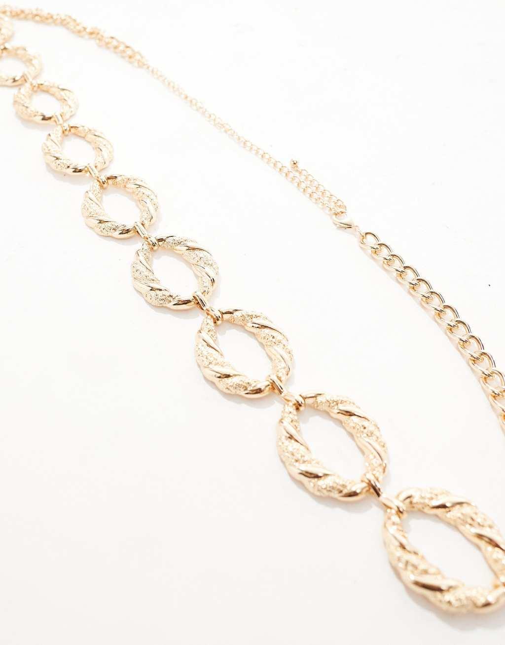 ASOS DESIGN curved chunky textured chain link in gold Product Image