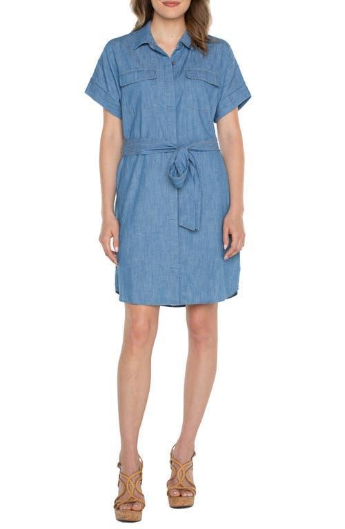 Liverpool Los Angeles Belted Denim Shirtdress Product Image