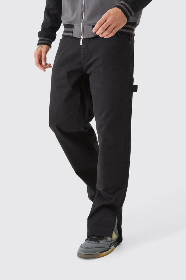 Relaxed Overdye Carpenter Split Hem Pants | boohooMAN USA Product Image