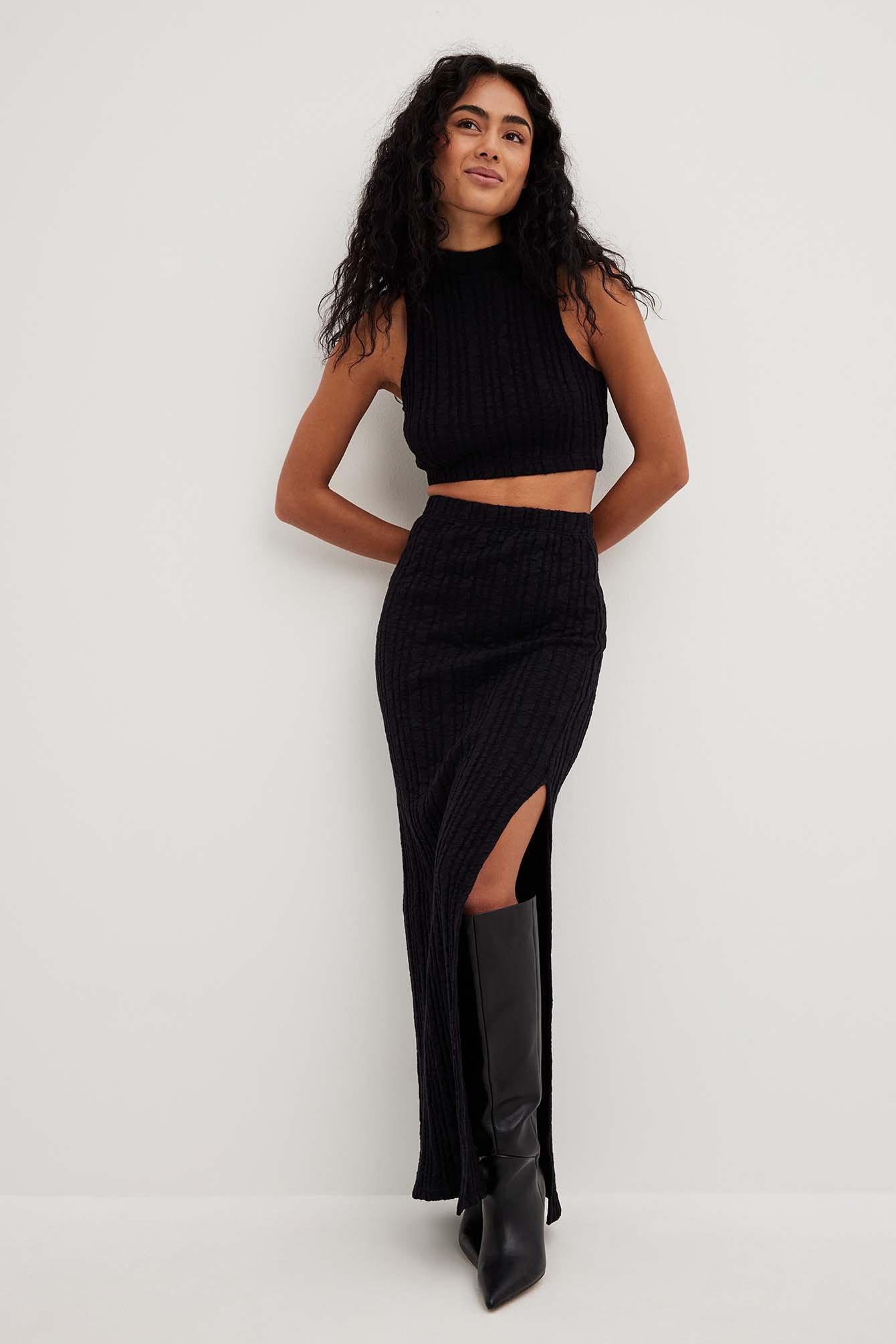 Structured Slit Detail Maxi Skirt Product Image