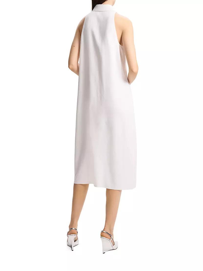 Halter Linen-Blend Sleeveless Shirtdress Product Image