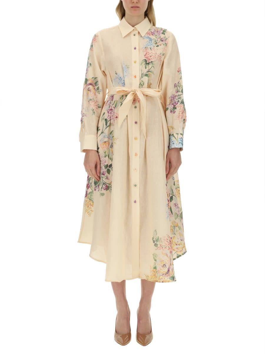 ZIMMERMANN Womens Cream Watercolour Floral Halliday Floral-print Linen Maxi Dress Product Image