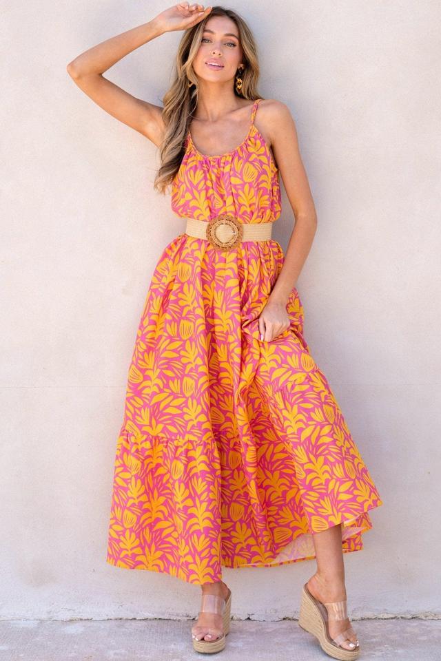 Palms Away The Game Is On Pink Multi Print Maxi Dress Product Image