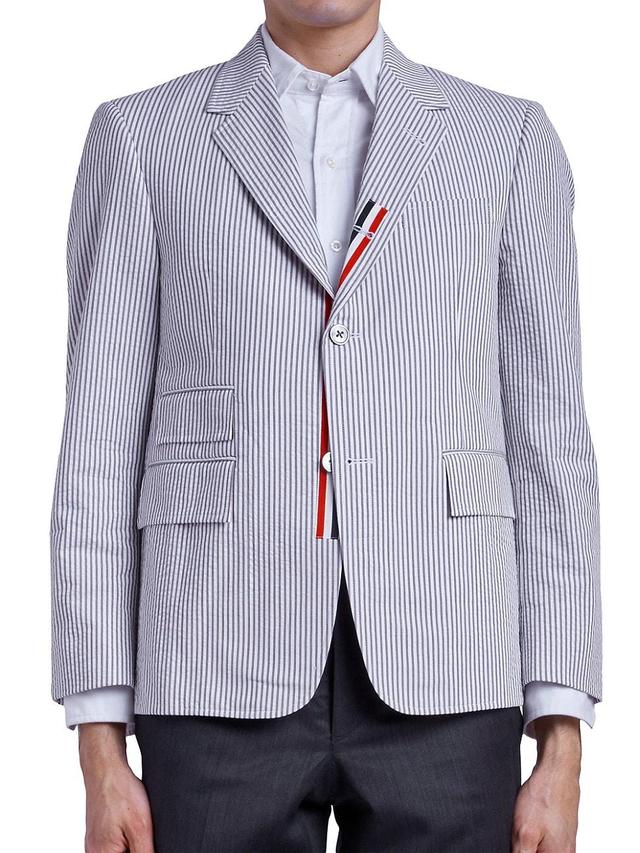 Mens Seersucker Single-Breasted Jacket Product Image