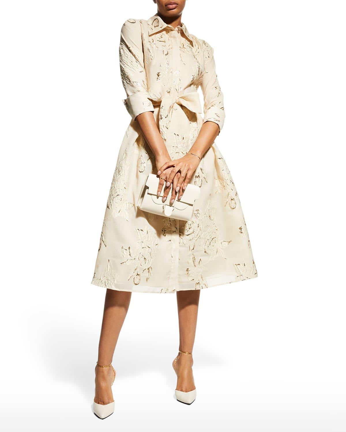 Womens Jacquard Floral-Print Shirtdress Product Image