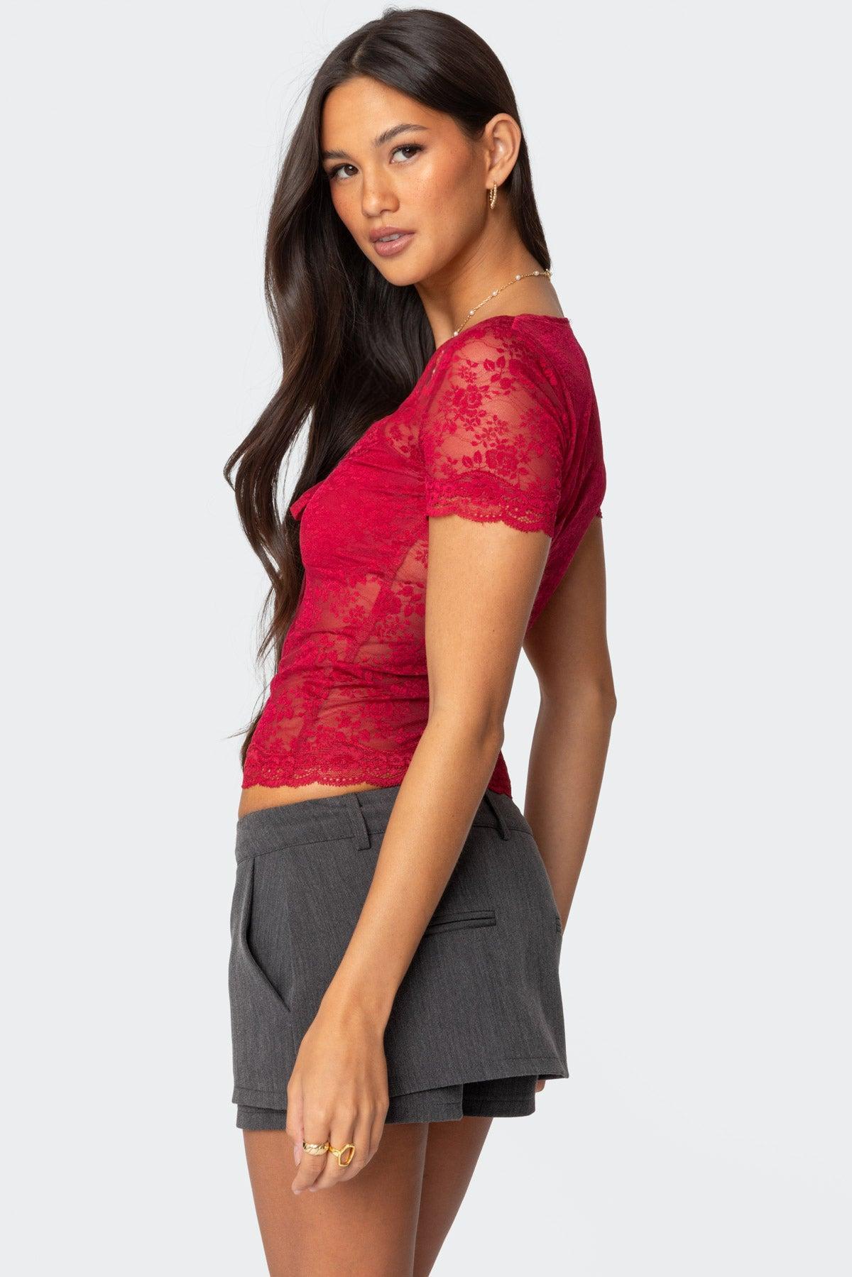 Roxana Sheer Lace Top Product Image