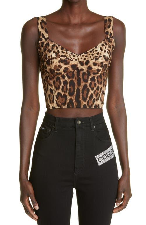 Dolce & Gabbana Leopard Print Silk Blend Charmeuse Bustier Top Product Image