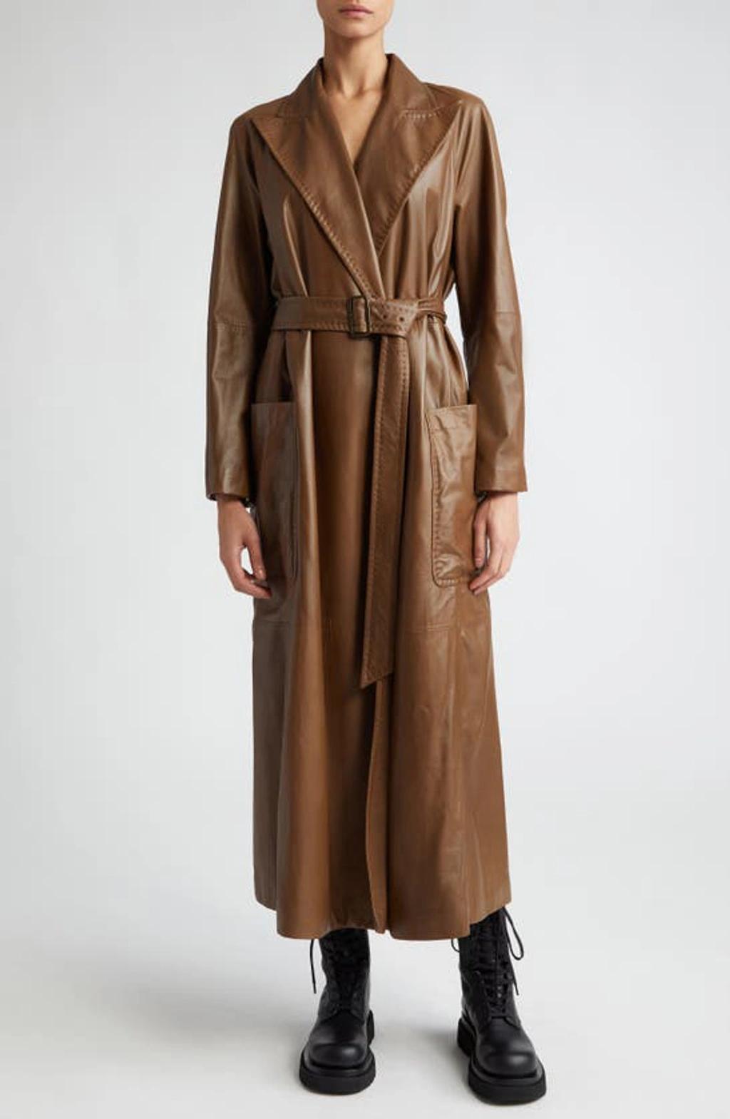 Max Mara Aiello Lambskin Leather Belted Coat product image