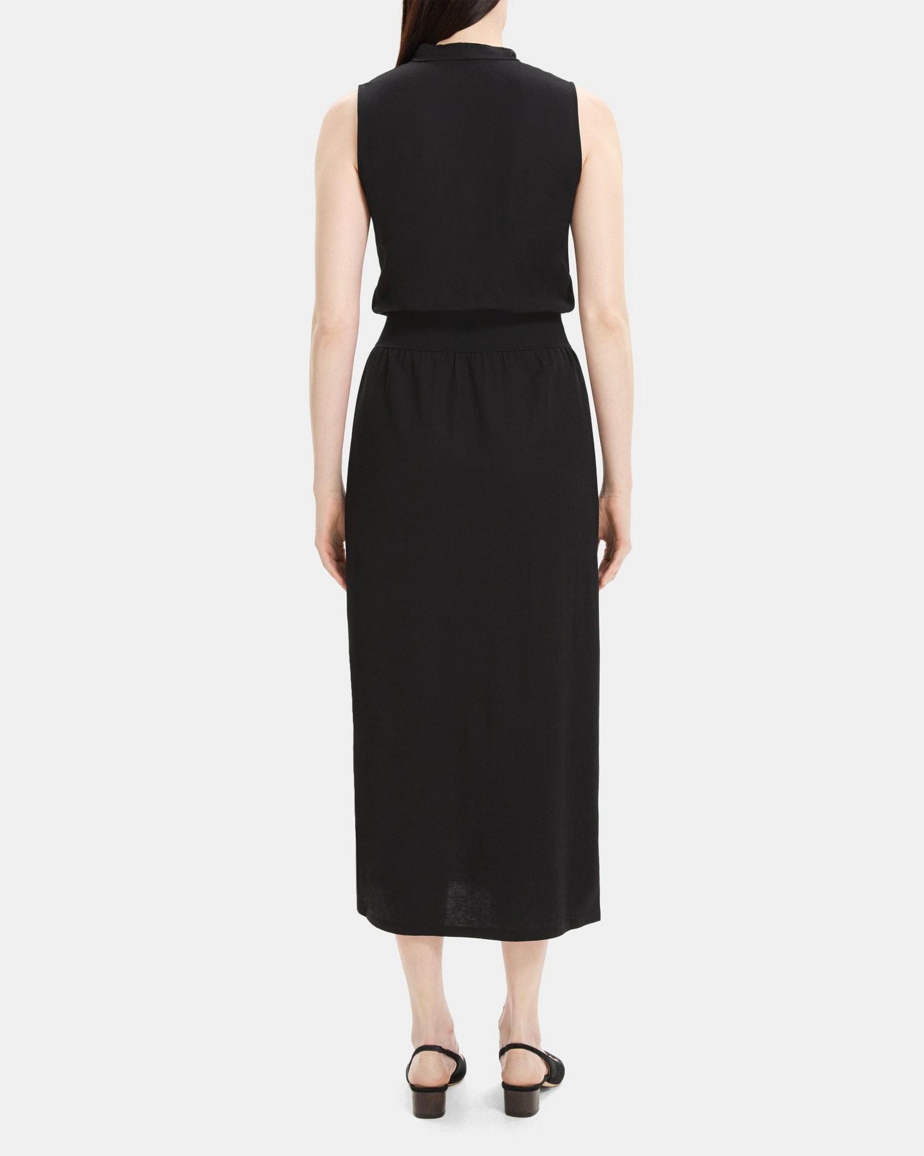 Sleeveless Cowl Neck Dress in Viscose-Blend Piqué Product Image