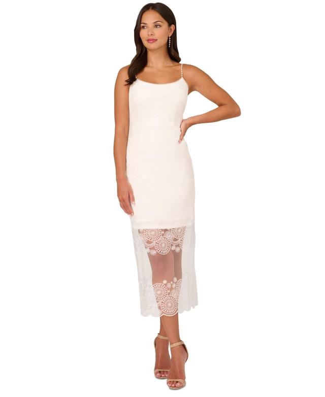 Adrianna Papell Womens Embroidered Beaded-Strap Sheath Dress Product Image