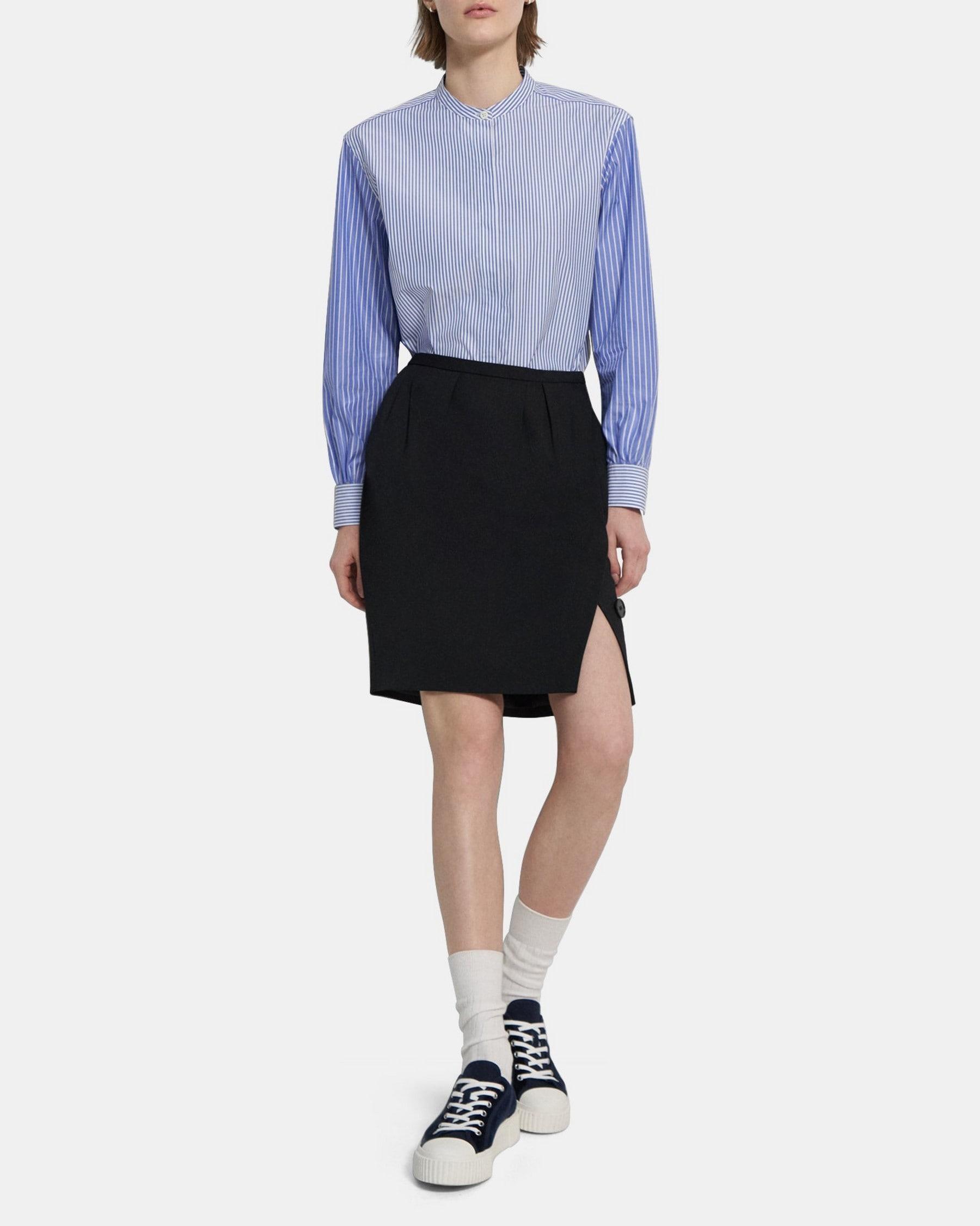 Wool Twill Pleated Skirt Product Image