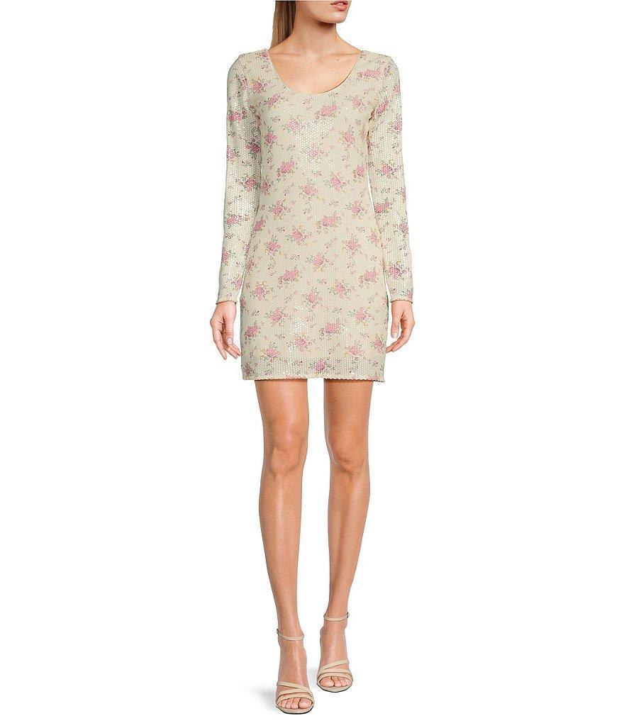 GB Floral Sequin Long Sleeve Mini Dress Product Image