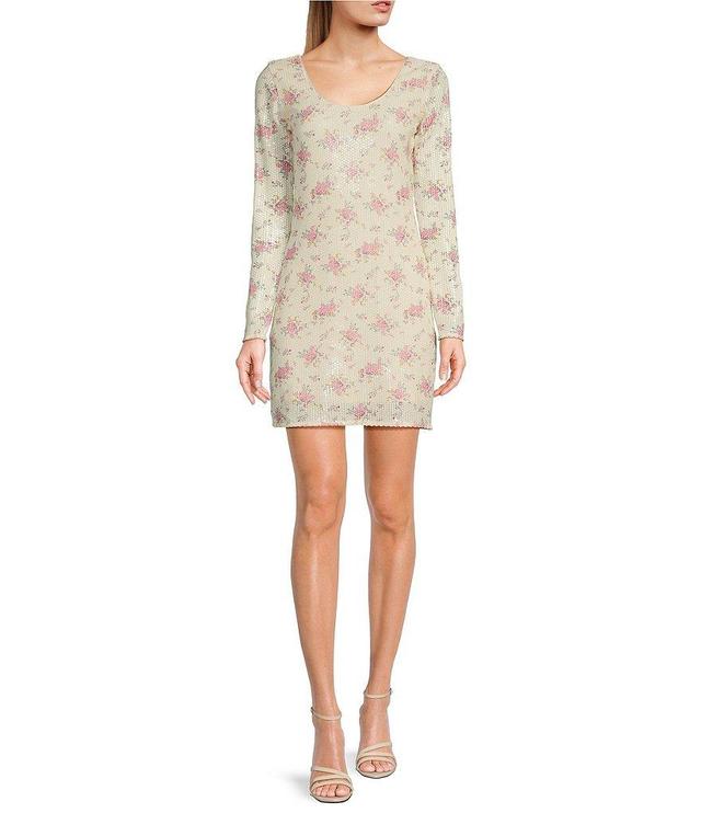 GB Floral Sequin Long Sleeve Mini Dress Product Image