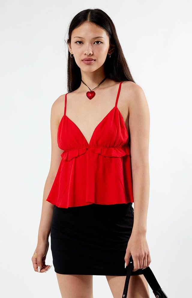 Women's Ruffle V-Neck Babydoll Top Product Image