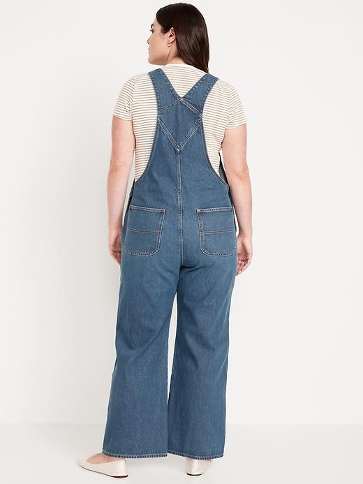 Baggy Wide-Leg Jean Overalls Product Image