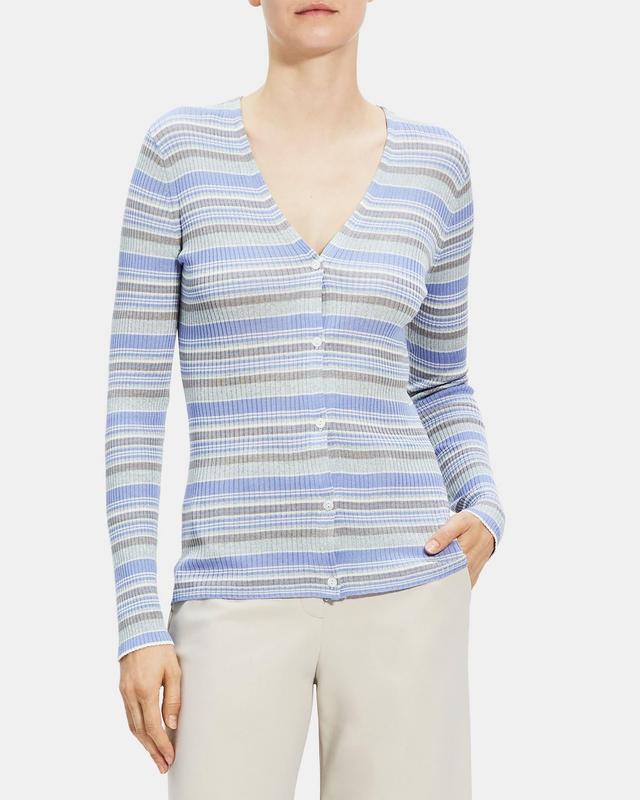 Striped Cardigan in Washable Silk Product Image