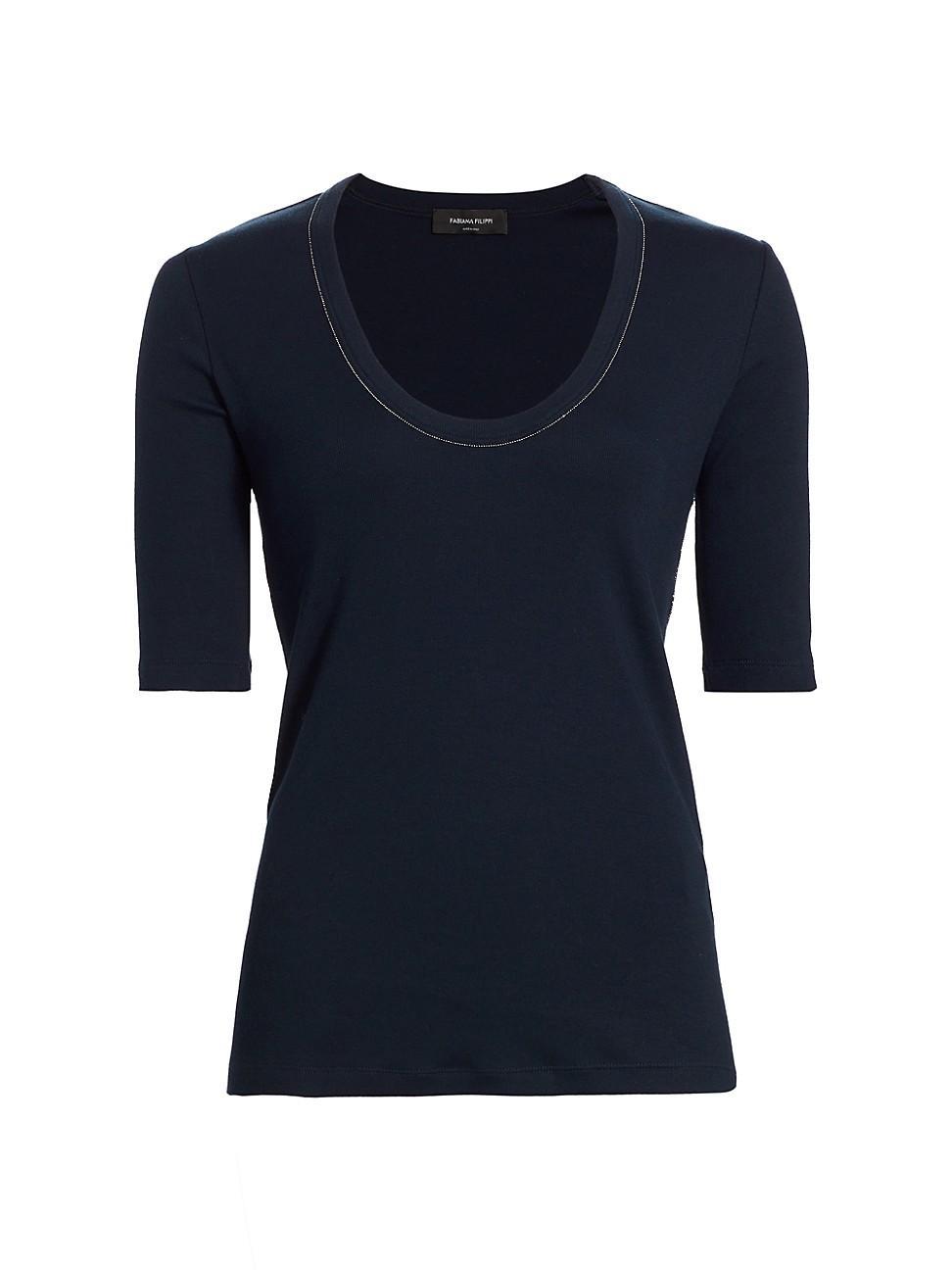 Womens Rib-Knit Jersey Short-Sleeve T-Shirt Product Image