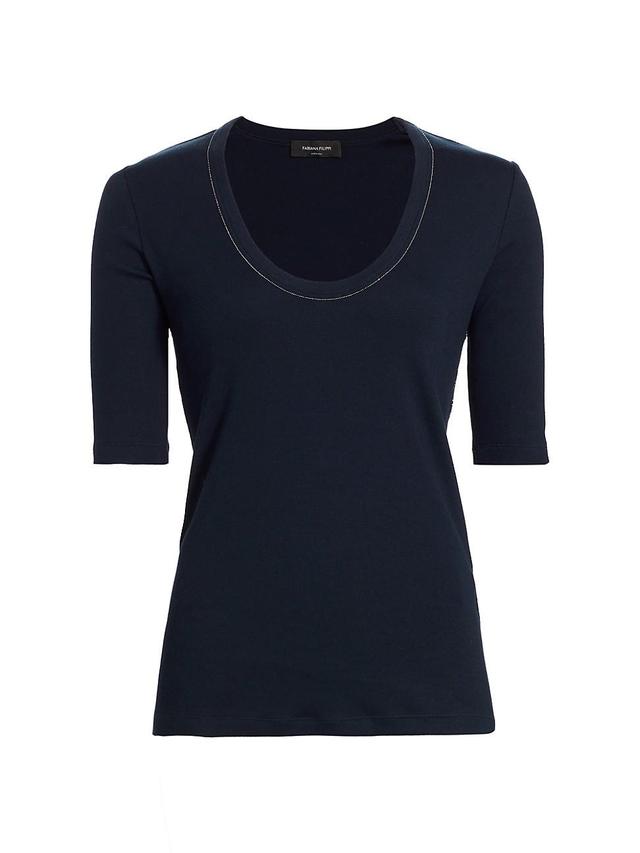 Womens Rib-Knit Jersey Short-Sleeve T-Shirt Product Image