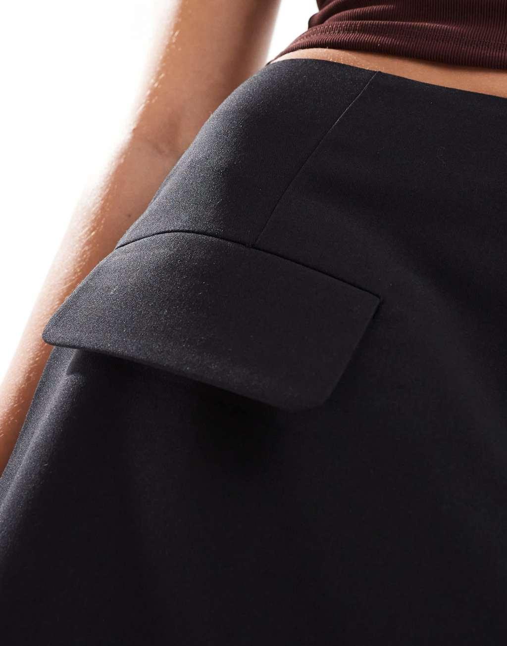 ASOS DESIGN tailored pocket detail mini skirt in black Product Image